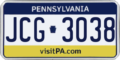 PA license plate JCG3038