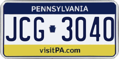 PA license plate JCG3040