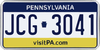 PA license plate JCG3041