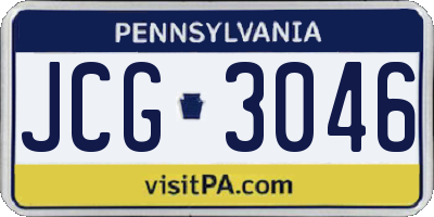 PA license plate JCG3046