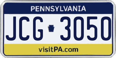 PA license plate JCG3050