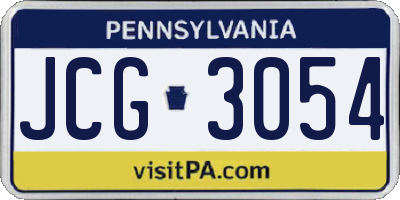 PA license plate JCG3054