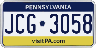 PA license plate JCG3058