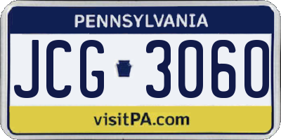 PA license plate JCG3060