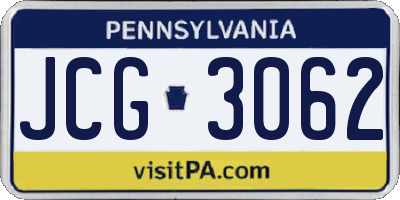 PA license plate JCG3062