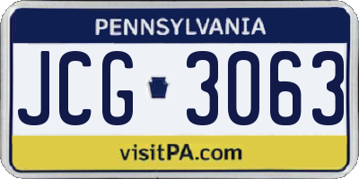 PA license plate JCG3063