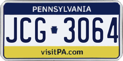 PA license plate JCG3064