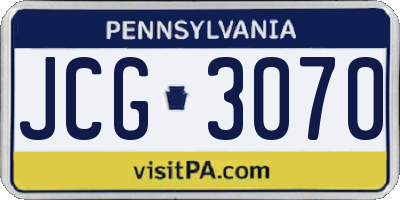PA license plate JCG3070