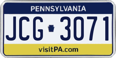 PA license plate JCG3071