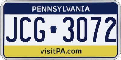 PA license plate JCG3072