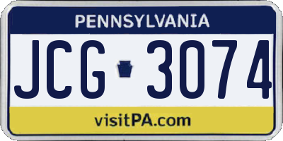 PA license plate JCG3074