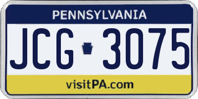 PA license plate JCG3075