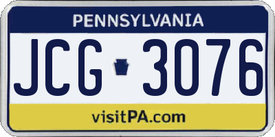 PA license plate JCG3076