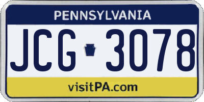 PA license plate JCG3078