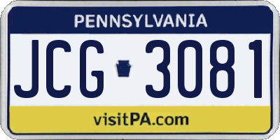 PA license plate JCG3081