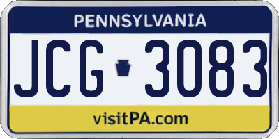 PA license plate JCG3083
