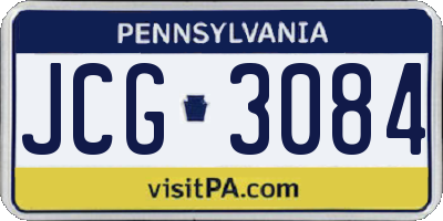 PA license plate JCG3084