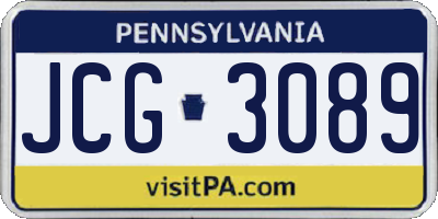 PA license plate JCG3089