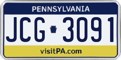 PA license plate JCG3091