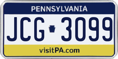 PA license plate JCG3099