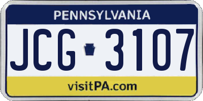 PA license plate JCG3107