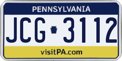 PA license plate JCG3112