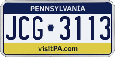 PA license plate JCG3113