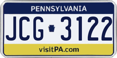 PA license plate JCG3122