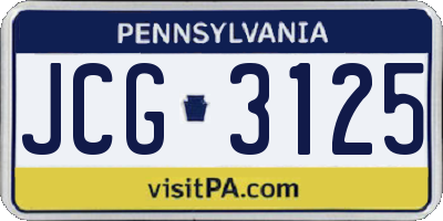 PA license plate JCG3125