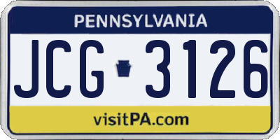 PA license plate JCG3126