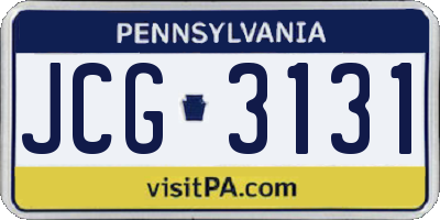 PA license plate JCG3131
