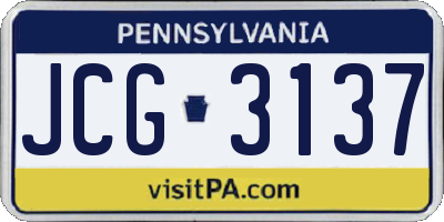 PA license plate JCG3137