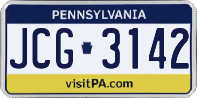PA license plate JCG3142