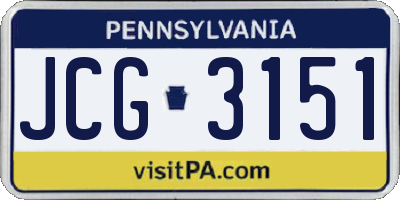 PA license plate JCG3151