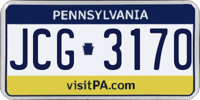 PA license plate JCG3170