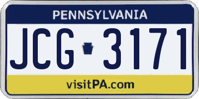 PA license plate JCG3171