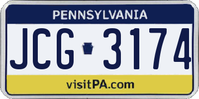 PA license plate JCG3174