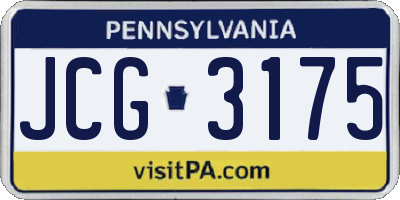 PA license plate JCG3175