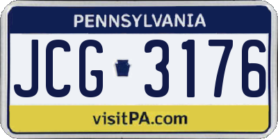 PA license plate JCG3176