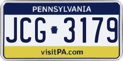 PA license plate JCG3179