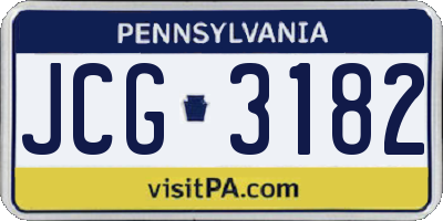 PA license plate JCG3182
