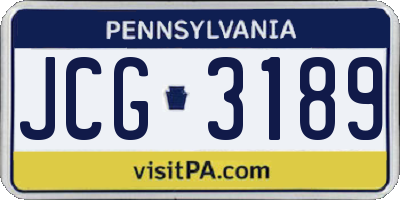PA license plate JCG3189