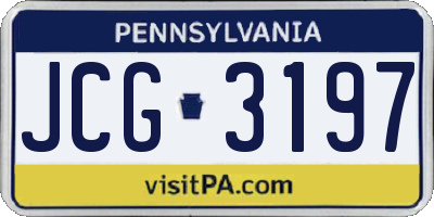 PA license plate JCG3197