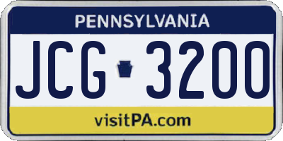 PA license plate JCG3200