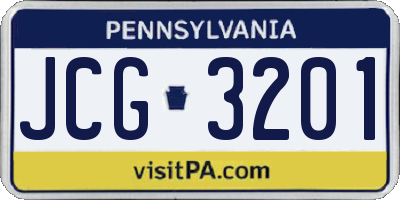 PA license plate JCG3201