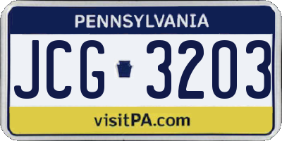 PA license plate JCG3203