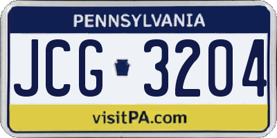 PA license plate JCG3204