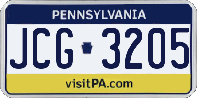 PA license plate JCG3205