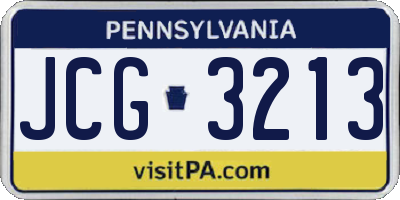 PA license plate JCG3213