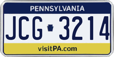 PA license plate JCG3214